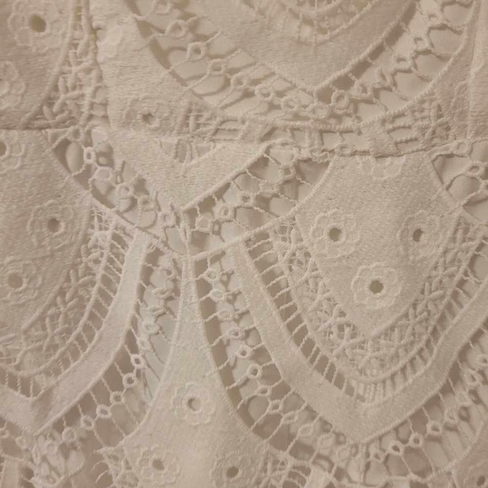 Lulus Bohemian Boho Western White Crochet Lace Summer Midi Dress. Size XS - Picture 8 of 13